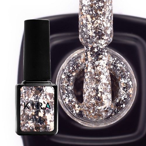 Гель-лак Kira Nails Shine Bright №002 (серебро с золотыми блестками), 6 мл