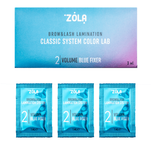 ZOLAсклад для ламинирования ресниц и бровей 02  Color Lab Volume Blue Fixer саше 1мл