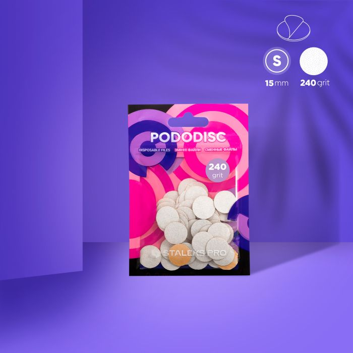 Змінні файли білі для педикюрного диска Pododisc Staleks Pro S, 240 грит (50 шт) PDF-15-240w