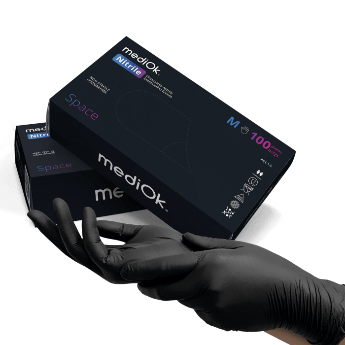 Рукавички нітрилові Mediok Space (чорні) щільність 3.5г 