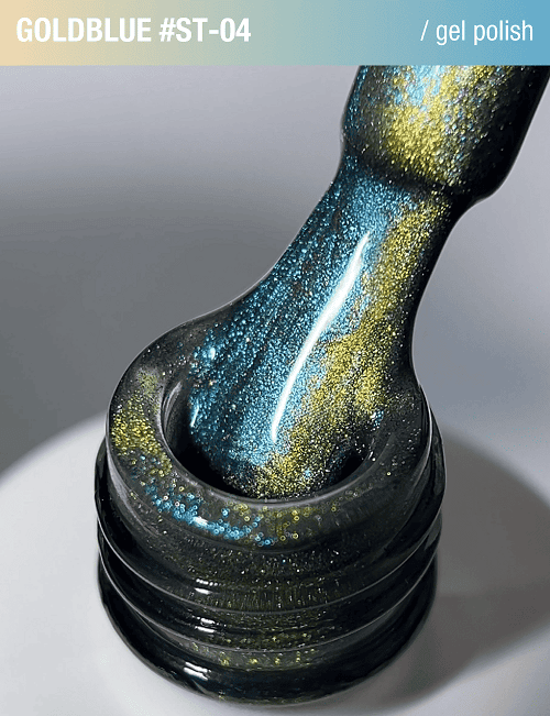 Гель-лак ADORE Satin Cat’s Eye ST-04 золотисто-блакитний 12мл