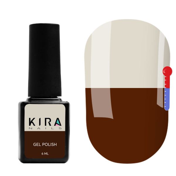 Термо гель-лак Kira Nails №T02 (розово-коричневый, при нагревании кремовый), 6 мл