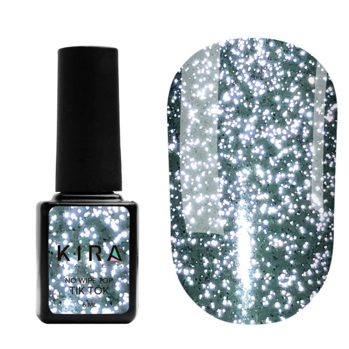 Cвітловідбиваючий  топ без липкого шару Kira Nails Tik Tok No Wipe Top Coat 6 мл