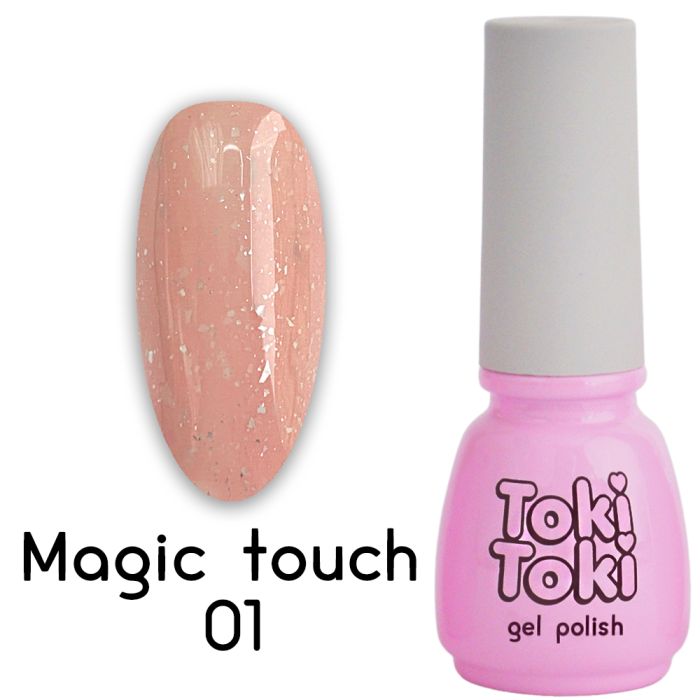 Гель-лак TOKI TOKI Magic Touch № 001 рожевий із срібною поталлю 5 мл