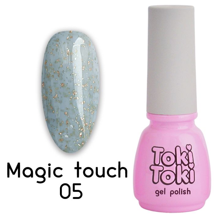 Гель-лак TOKI TOKI Magic Touch №005 блакитний із золотою поталлю 5 мл