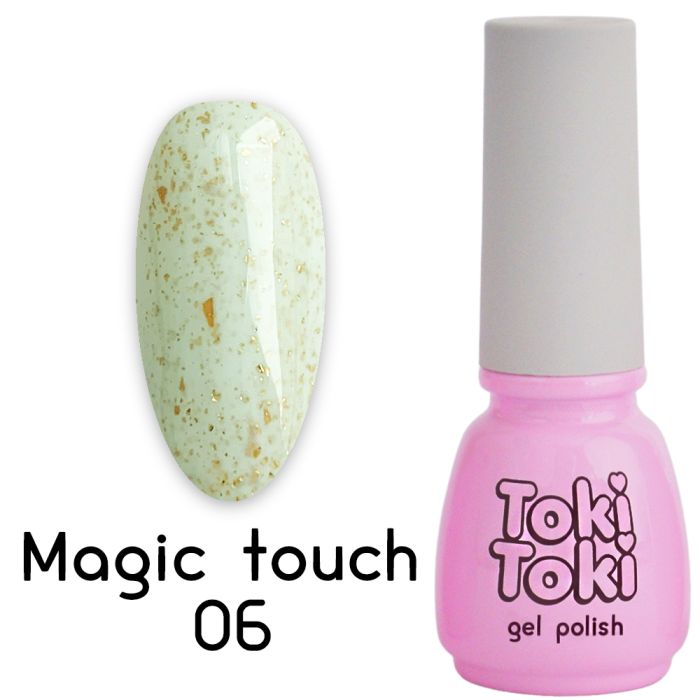 Гель-лак TOKI TOKI Magic Touch № 006 світло-бірюзовий із золотою поталлю 5 мл