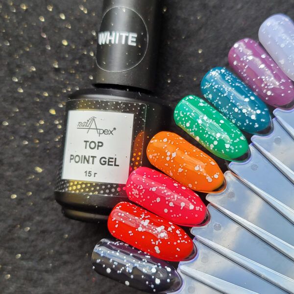 Топ Nail Apex Point White з білими частинками 15мл