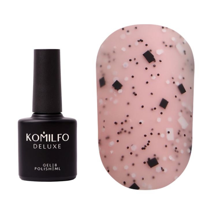 Komilfo No Wipe Matte Top Stone  матовый топ без ЛС с черно-белыми элементами, 8 мл