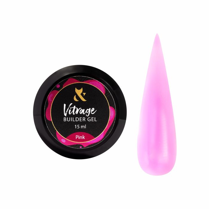 Будівельний гель вітражний F.O.X Vitrage Builder gel Pink, 15 ml