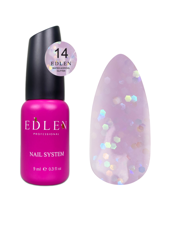 Рідкий акригель Edlen Water Acrygel Glitter 9мл 14