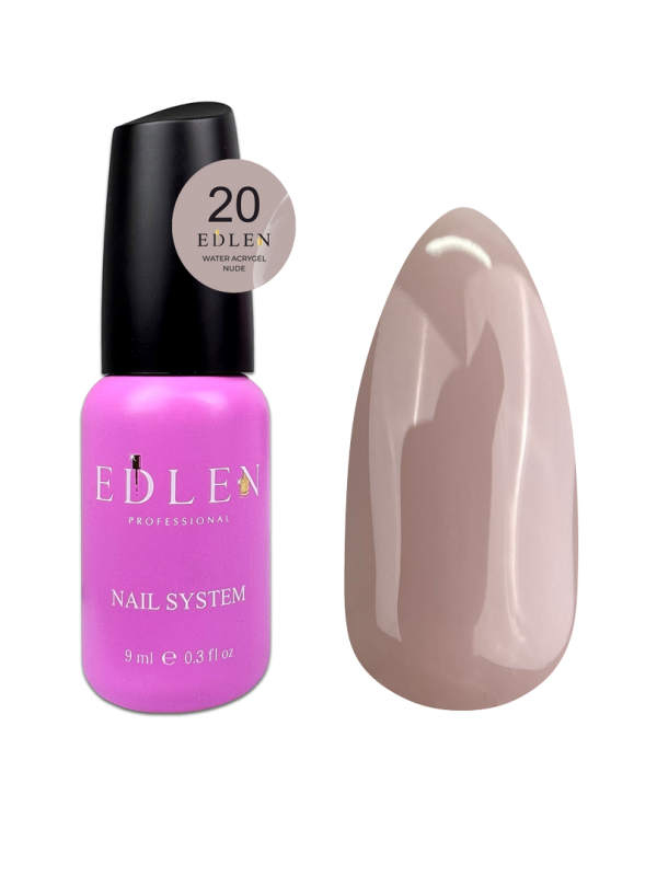 Жидкий акригель Edlen Water Acrygel Nude 9мл 20 серо-бежевый