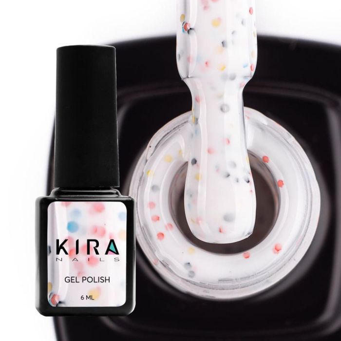Гель-лак Kira Nails Yoghurt Boom! №002 (біле морозиво з неоновими блискітками, йогурт), 6 мл