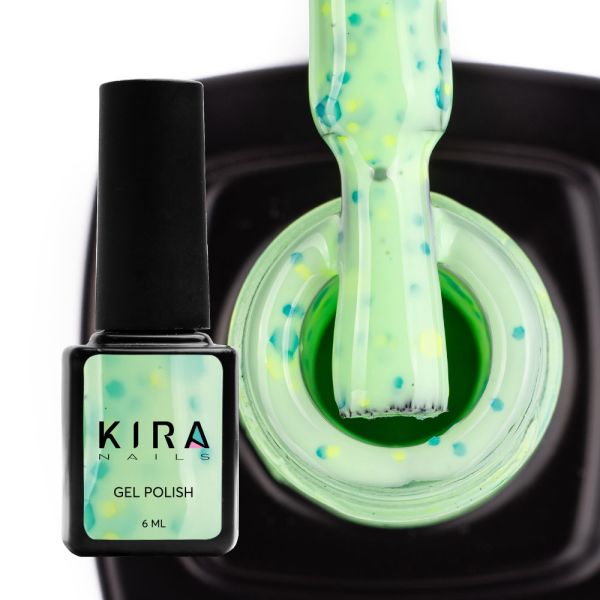 Гель-лак Kira Nails Yoghurt Boom! №006 (яблочная карамель с неоновыми блестками, йогурт), 6 мл