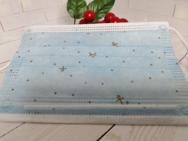 Маска детская одноразовая 3х слойная голубая Якоря