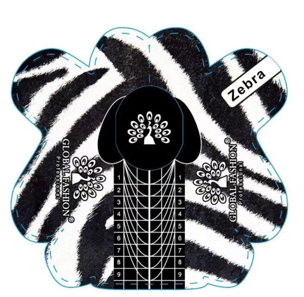 Формы для наращивания ногтей Global Fashion Zebra