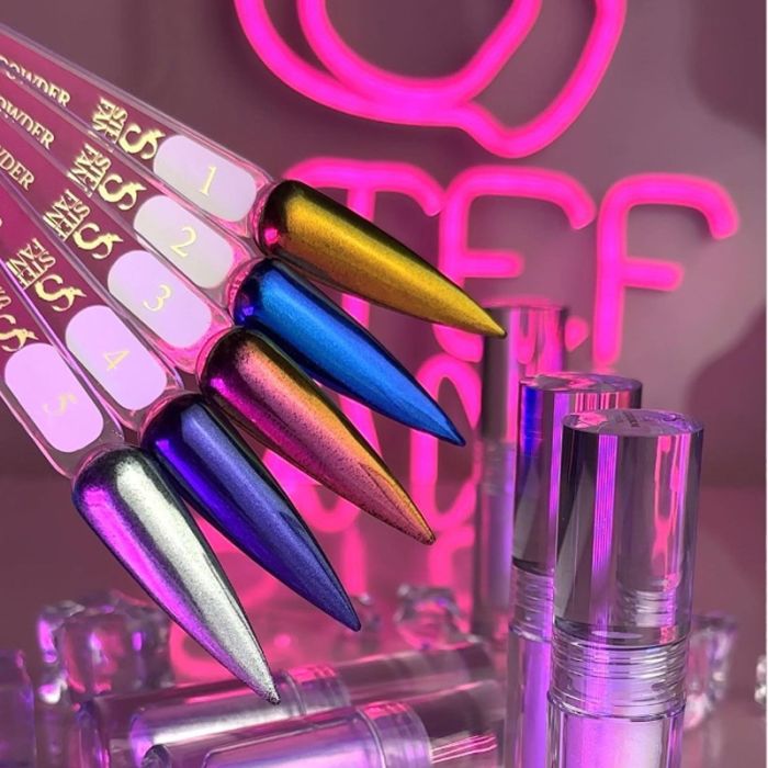 Жидкая втирка для ногтей Steffani Liquid Chrome Powder 02, голубой, 2 г